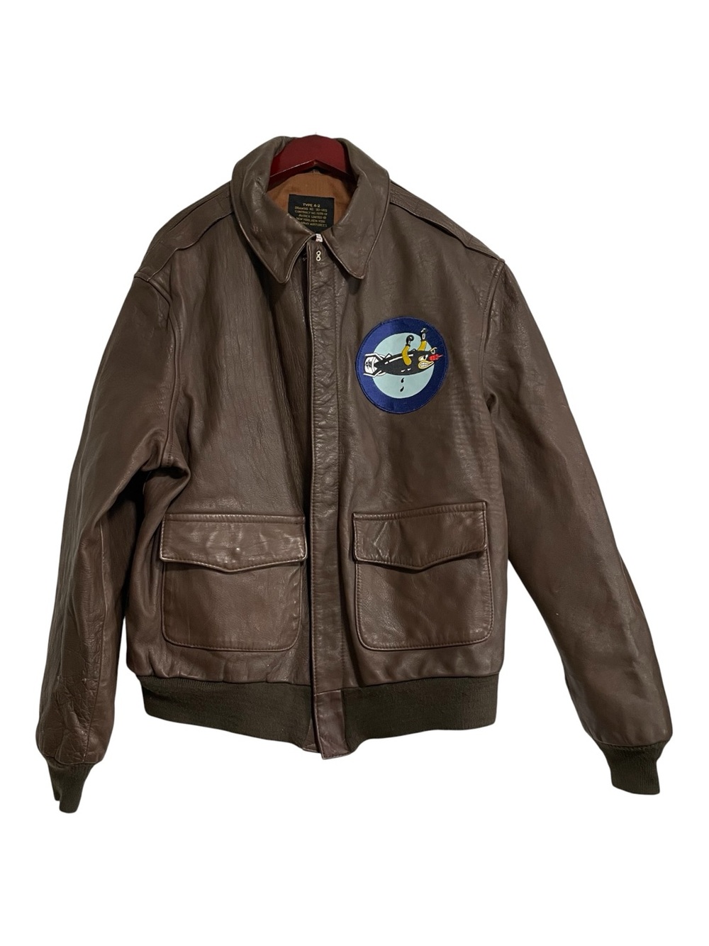 1978 Avirex Brown Leather Flight Jacket with Embroidered Patch